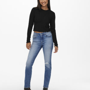 ONLY KITTY RIBBED CROP TOP