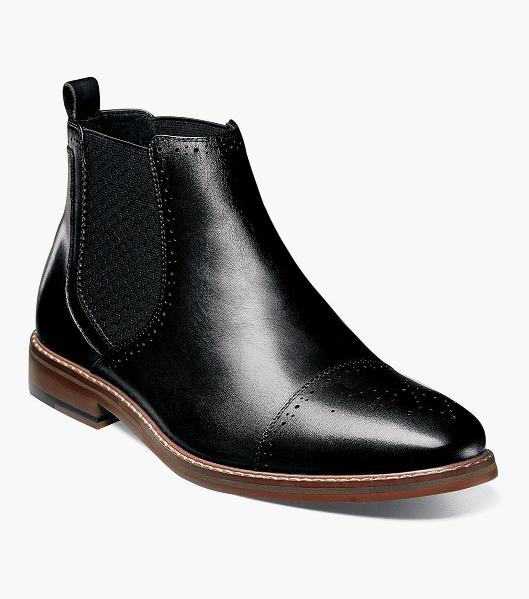 STACY ADAMS MEDALLION TOE CHELSEA BOOT